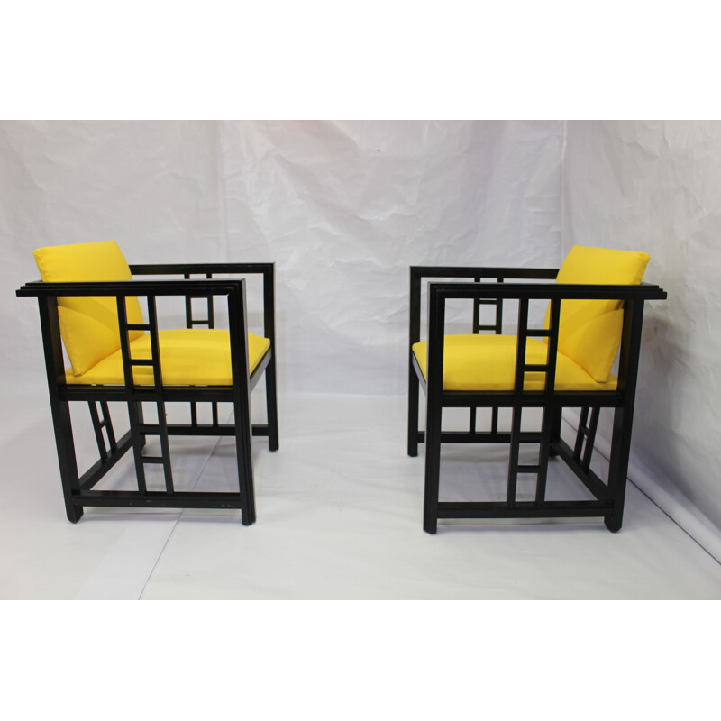 Suite de 2 fauteuils vintage jaunes