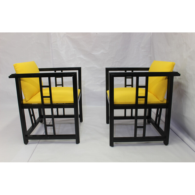 Vintage set of 2 yellow armchairs 