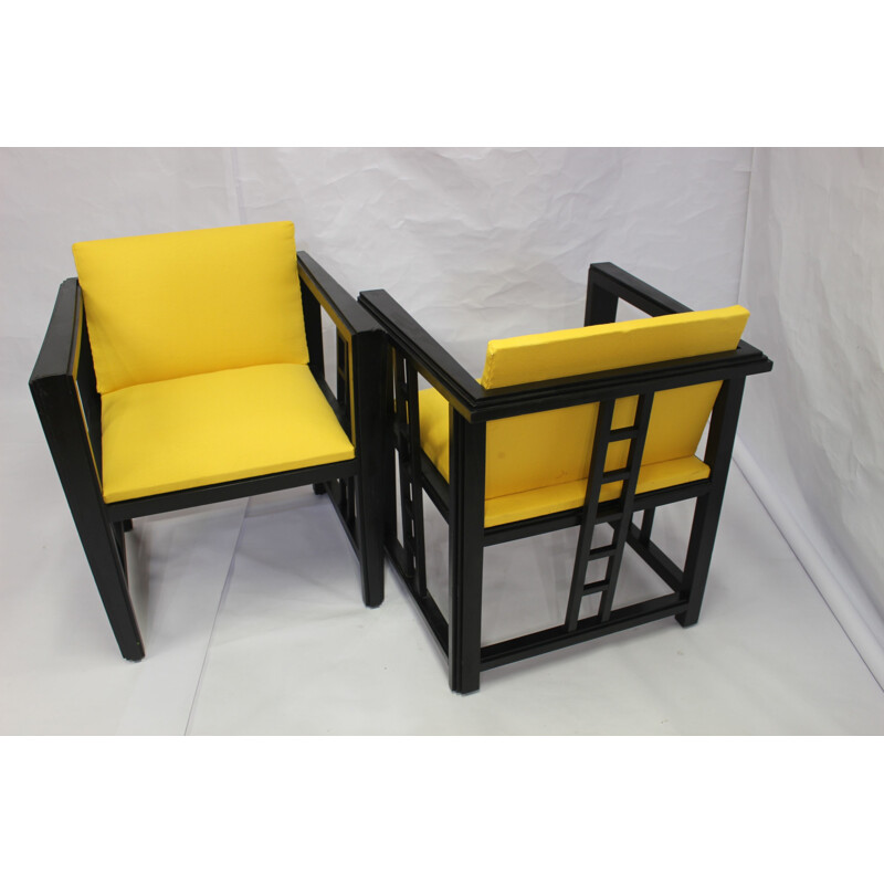 Vintage set of 2 yellow armchairs 