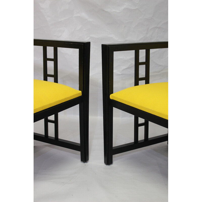 Vintage set of 2 yellow armchairs 