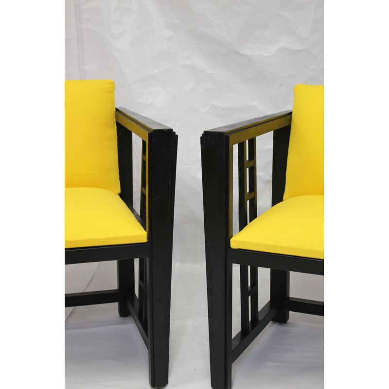 Vintage set of 2 yellow armchairs 