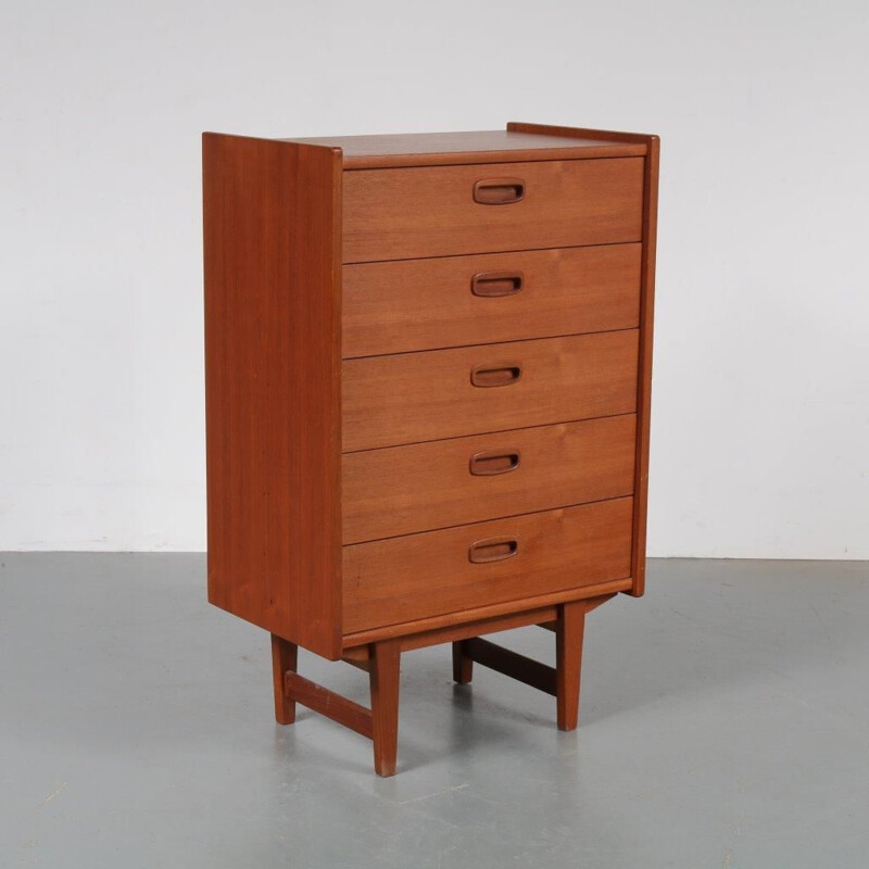 Vintage chest of drawers in teak with 5 drawers