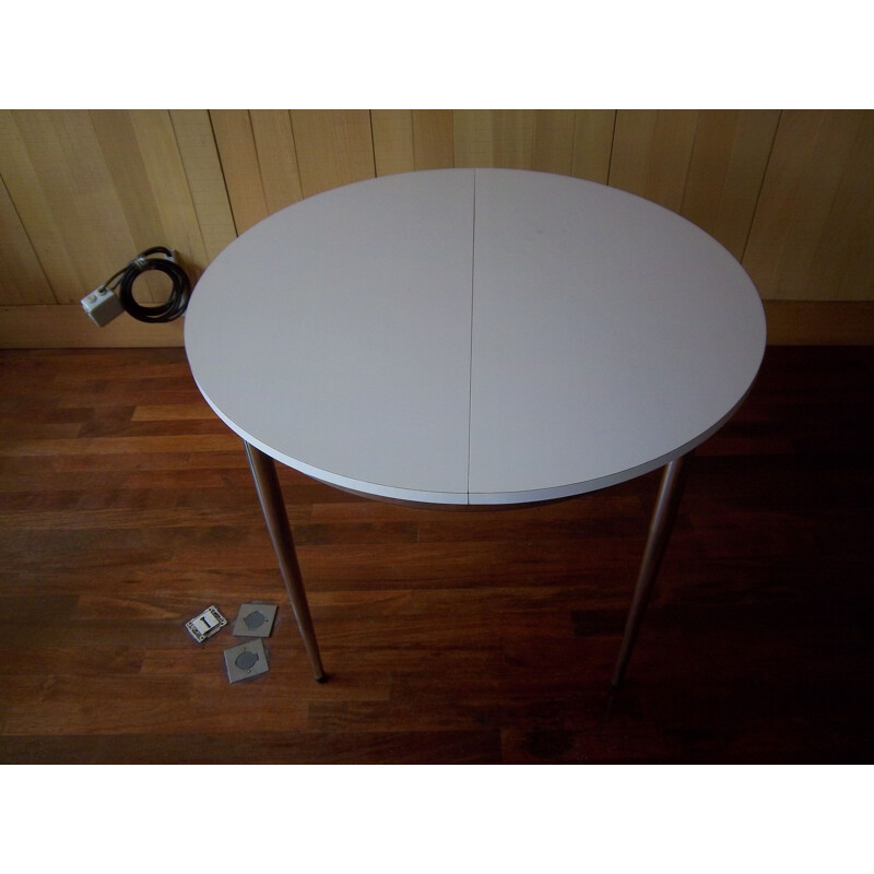 Table ronde vintage en formica blanc