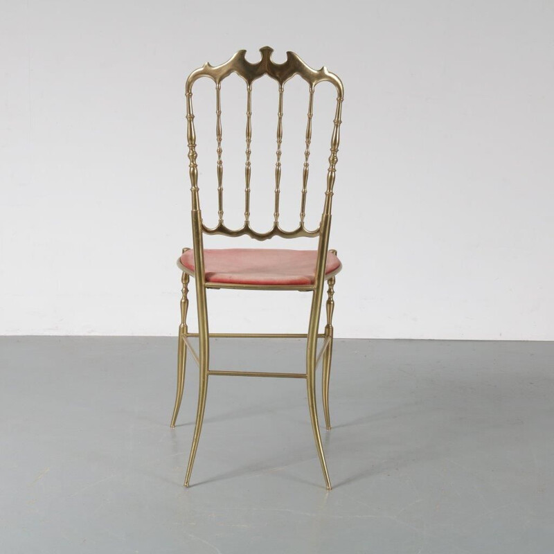 Vintage set of 2 Italian side chair in brass