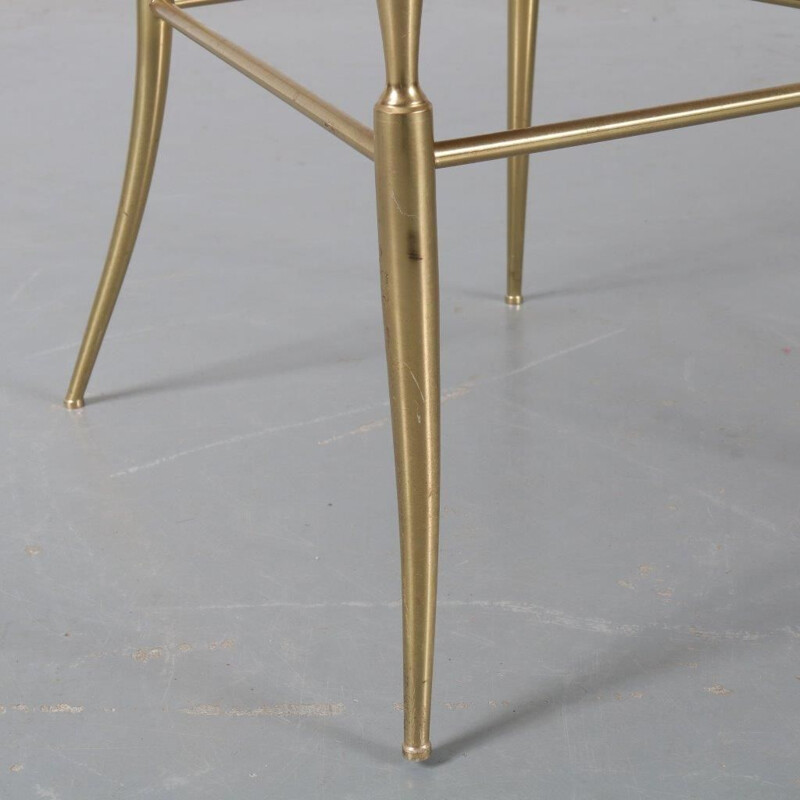 Vintage set of 2 Italian side chair in brass