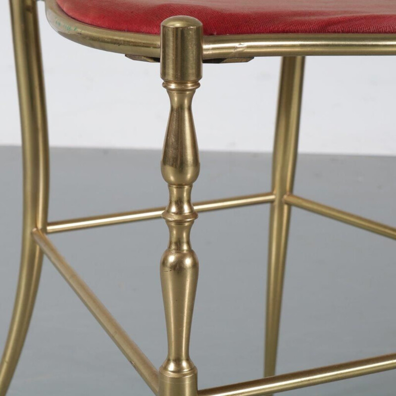 Vintage set of 2 Italian side chair in brass