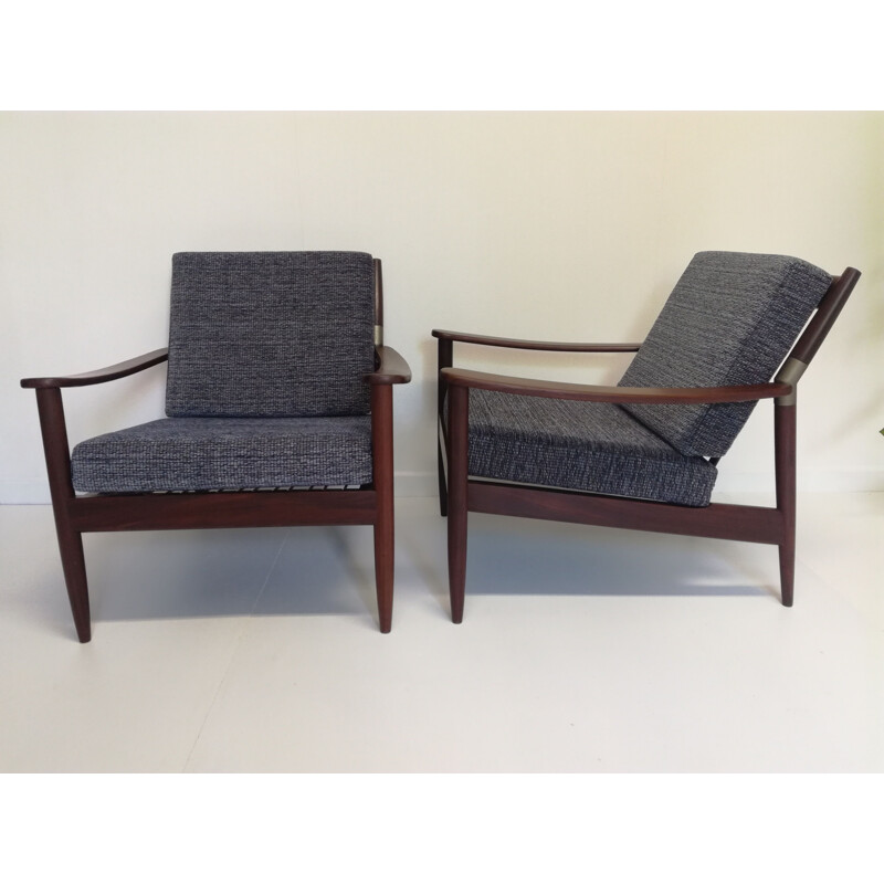 Vintage set of 2 Scandinavian armchairs in teak 