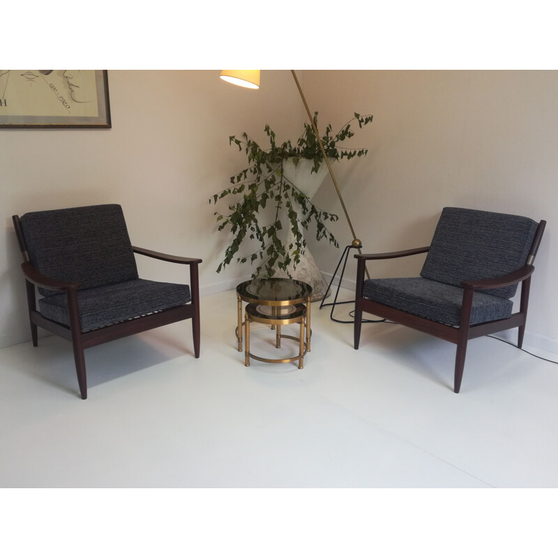 Vintage set of 2 Scandinavian armchairs in teak 