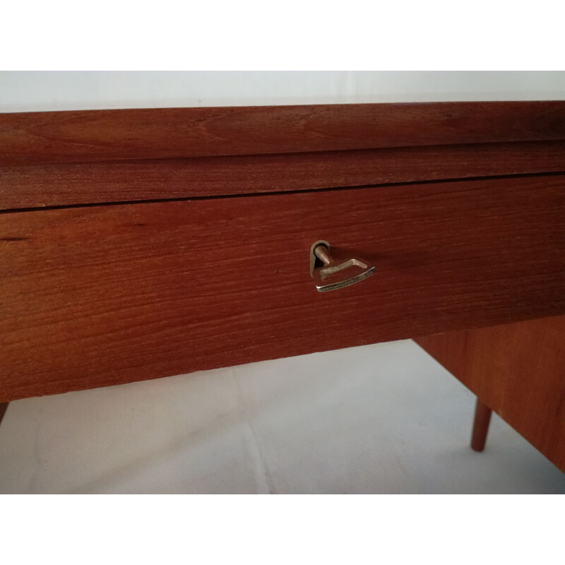 Vintage Scandinavian double-sided writing desk in teak