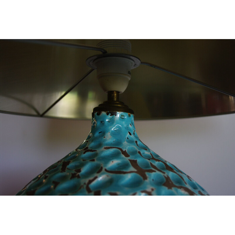 Lampada da tavolo vintage blu di René Hénon