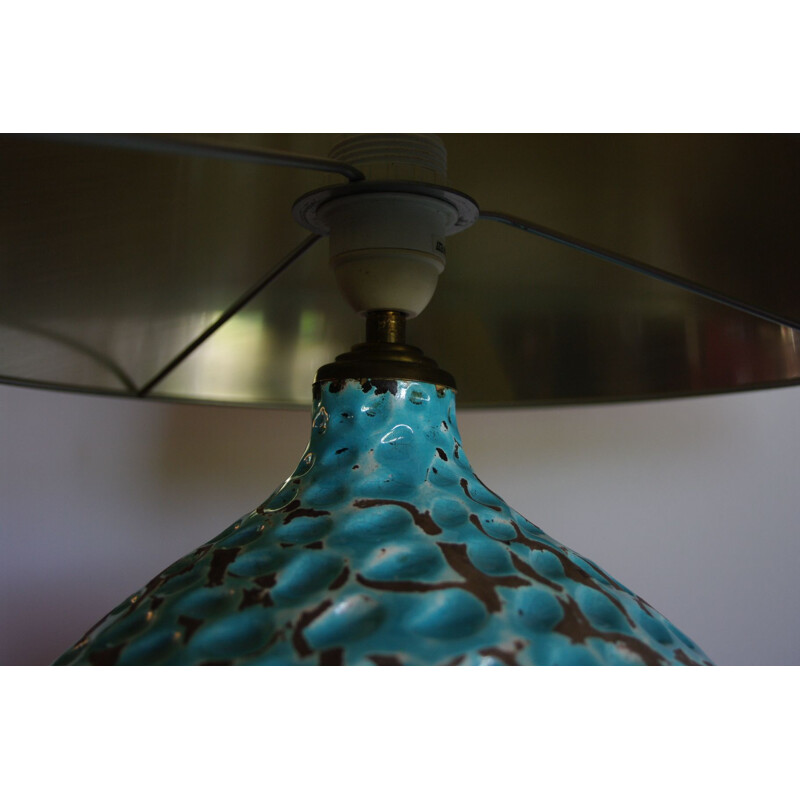Lampe de table vintage bleu par René Hénon