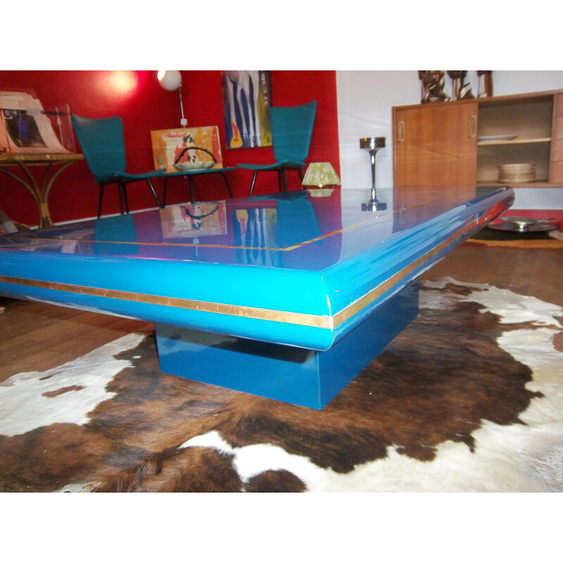 Vintage Italian blue coffee table in resin 