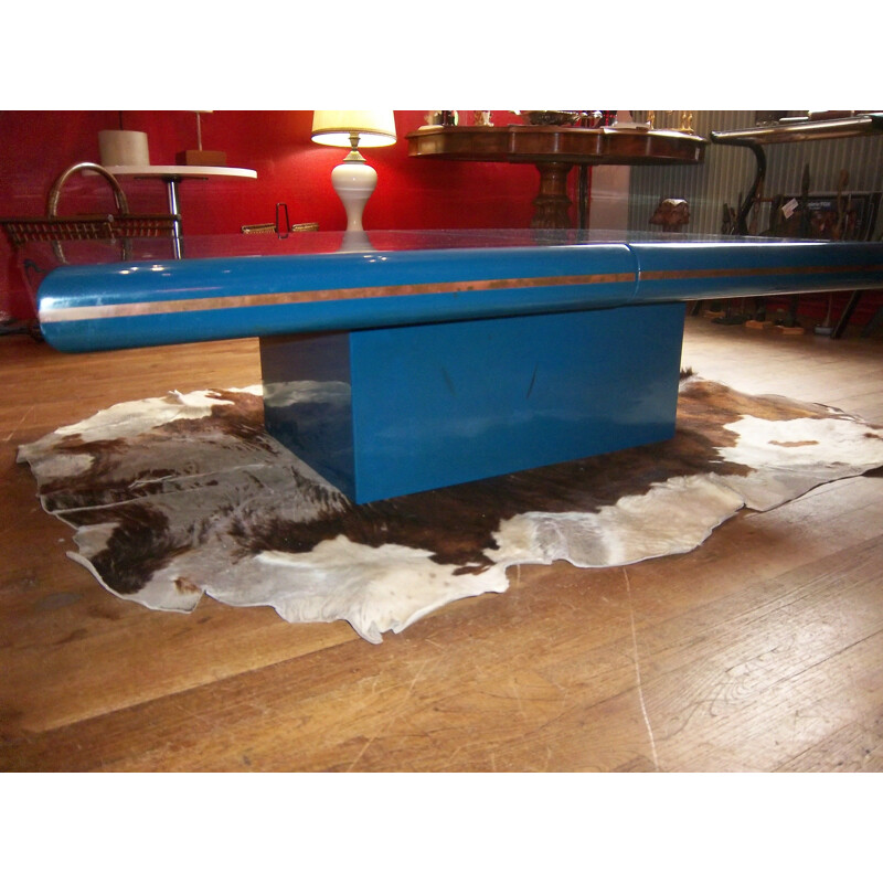 Vintage Italian blue coffee table in resin 