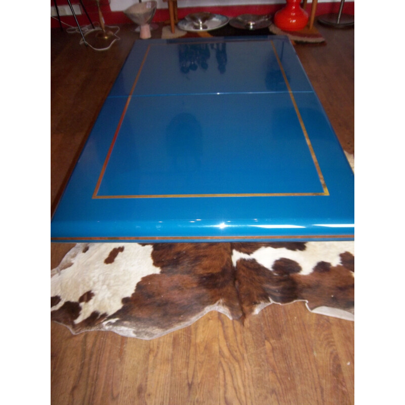 Vintage Italian blue coffee table in resin 