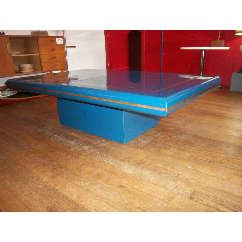 Vintage Italian blue coffee table in resin 