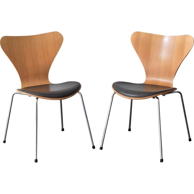 Vintage set of 2 chairs 3107 by Arne Jacobsen for Fritz Hansen - 1950s