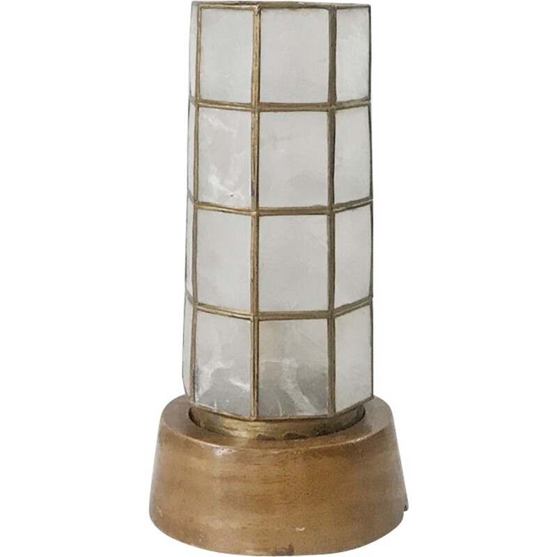 Lampe vintage en métal et bois - 1960 