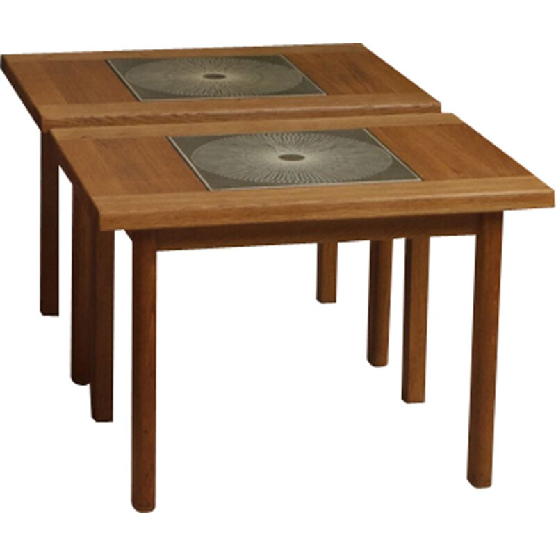 Pair of vintage oak side tables - 1970s