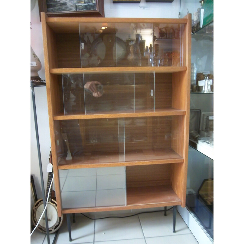 Vintage French showcase in teak