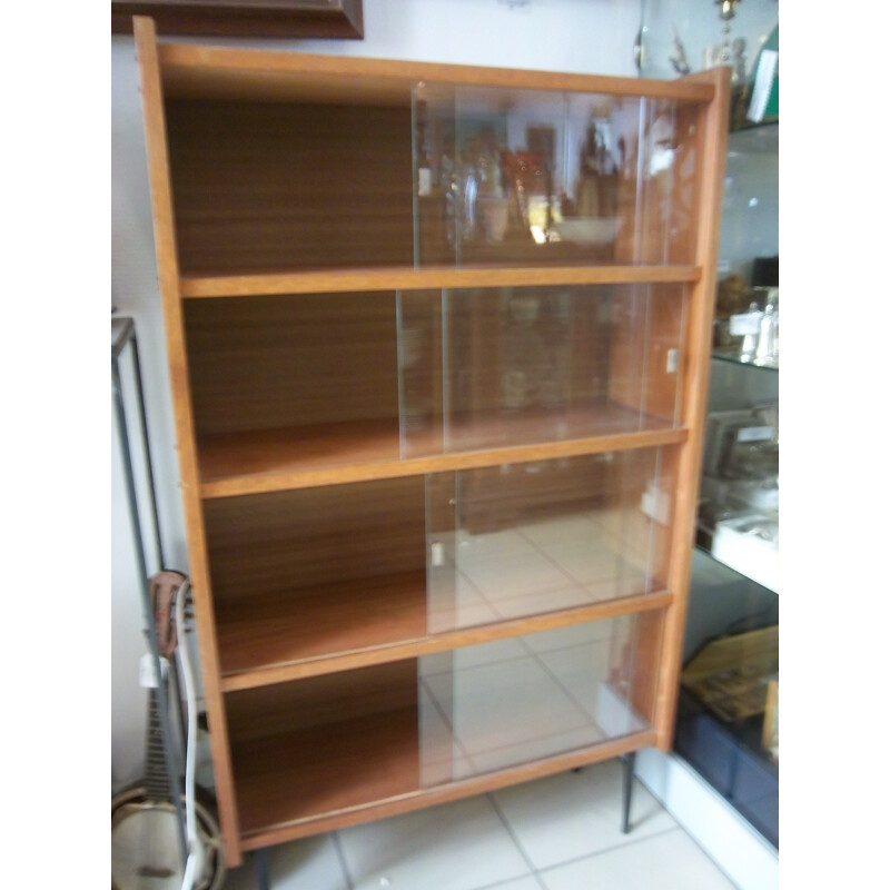 Vintage French showcase in teak