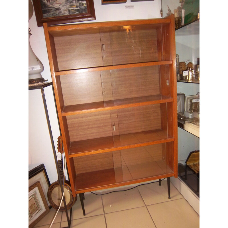 Vintage French showcase in teak