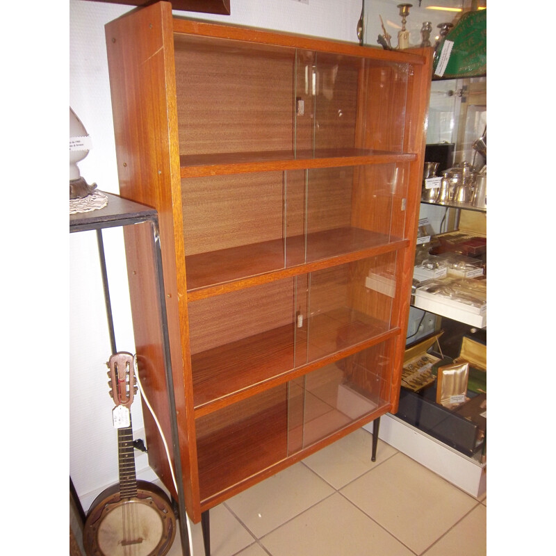 Vintage French showcase in teak