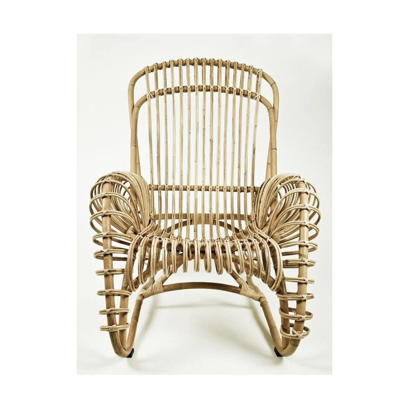 Vintage French armchair in rattan