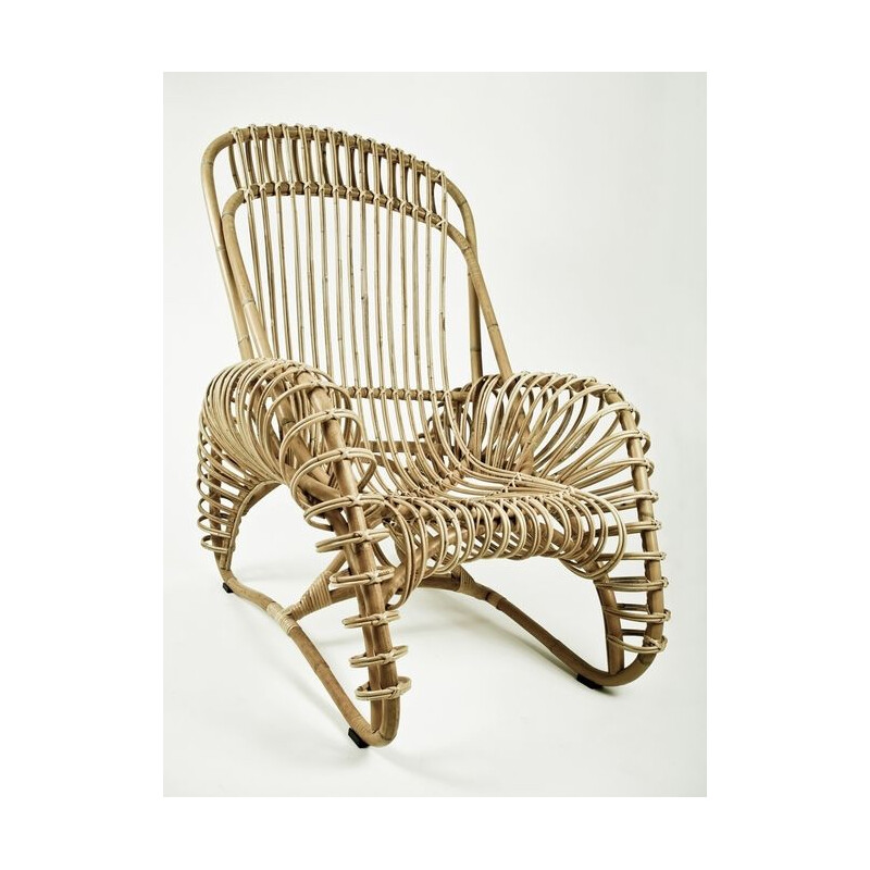 Vintage French armchair in rattan