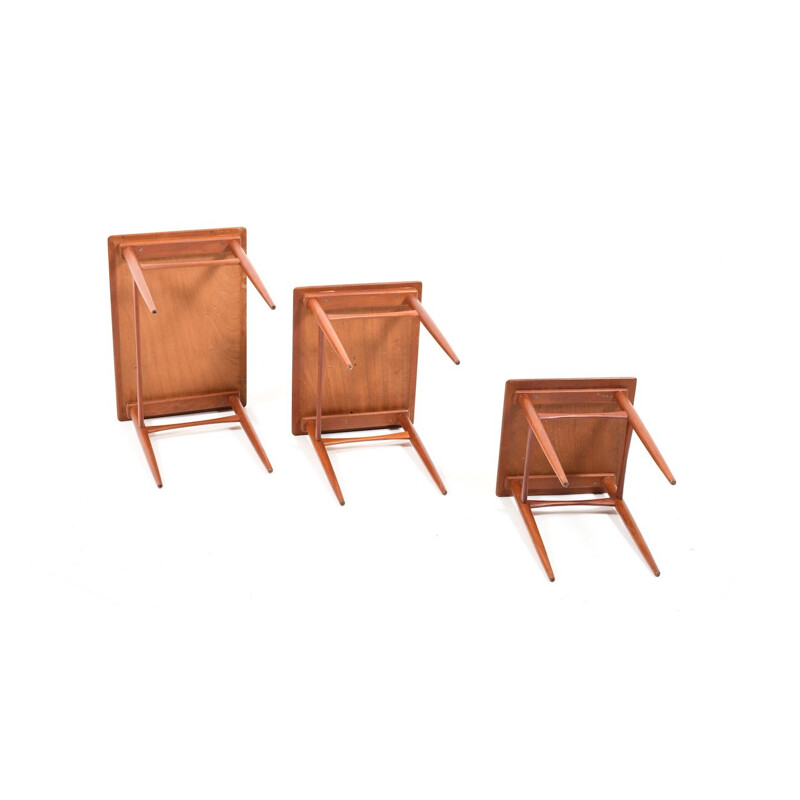 Set of 3 vintage Danish nesting tables in teak