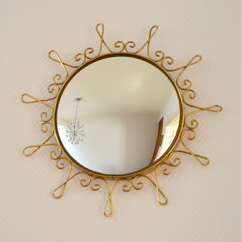 Vintage Belgian mirror in brass