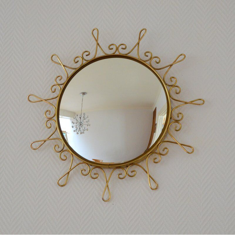 Vintage Belgian mirror in brass