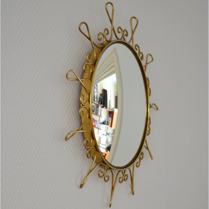 Vintage Belgian mirror in brass