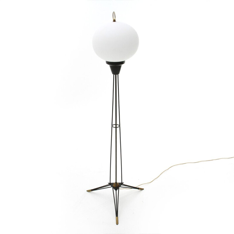 Vintage Italian floor lamp in opaline glass