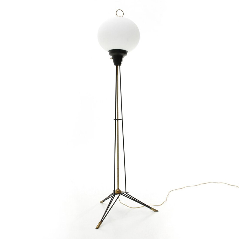 Vintage Italian floor lamp in opaline glass