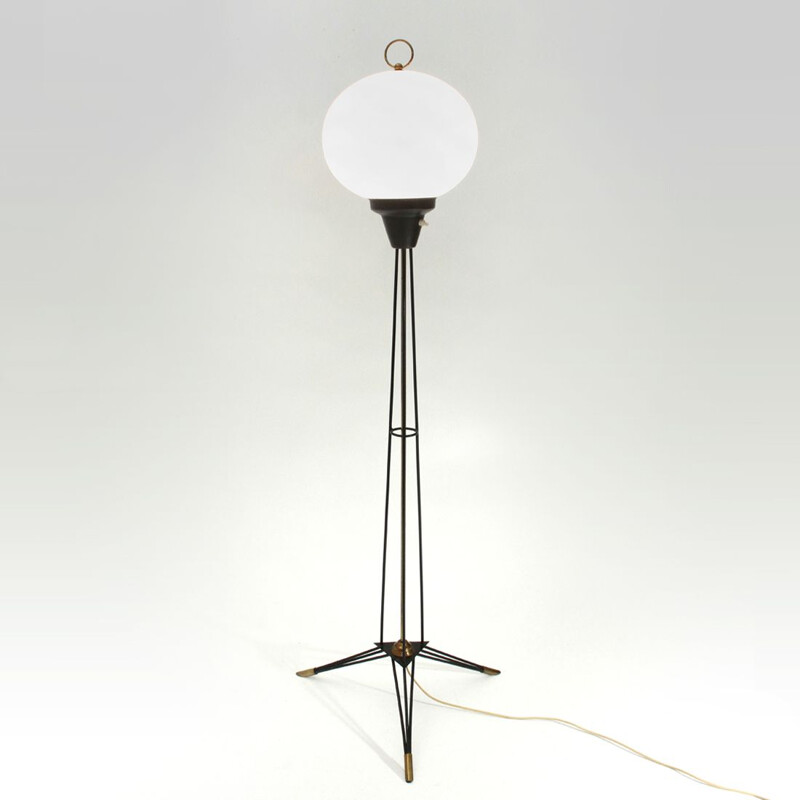 Vintage Italian floor lamp in opaline glass