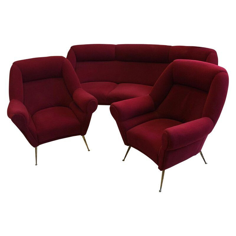 Vintage modern Italian living room set in velvet