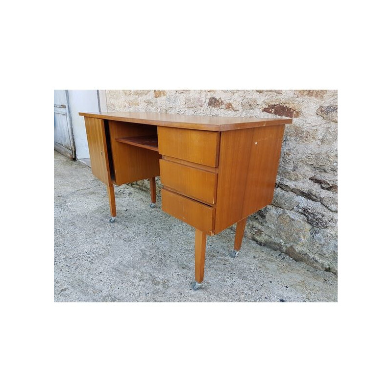 Vintage Scandinavian desk on wheels