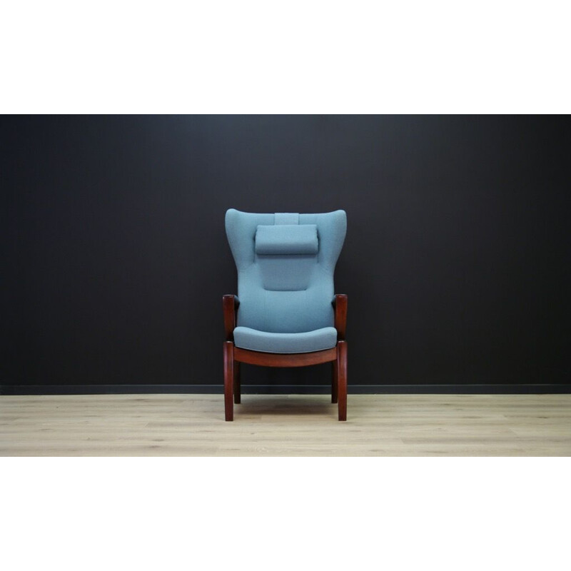 Vintage danois bleu fauteuil avec repose-pieds 