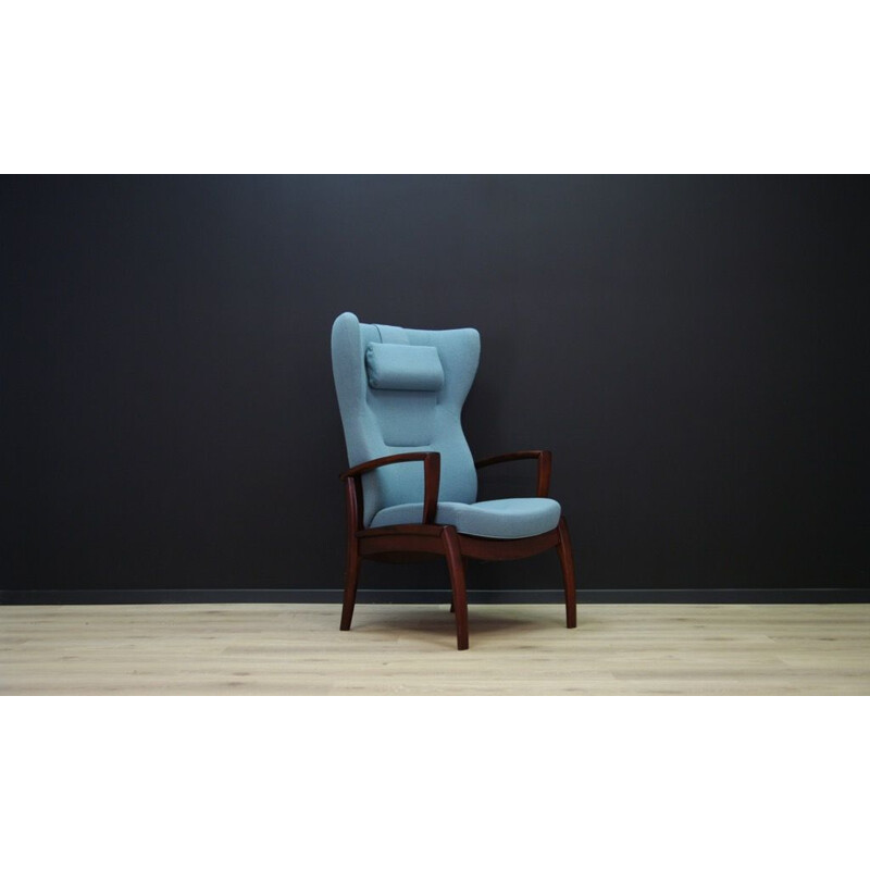 Vintage danois bleu fauteuil avec repose-pieds 