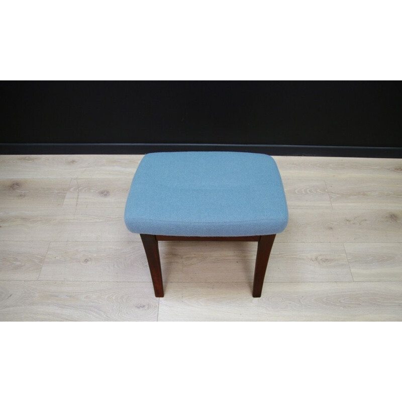 Vintage Danish blue armchair with footrest 
