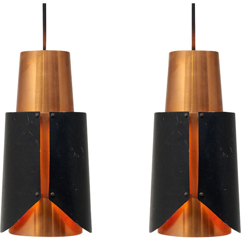 Vintage set of 2 pendant lamps model Østerport by Bent Karlby for Lyfa