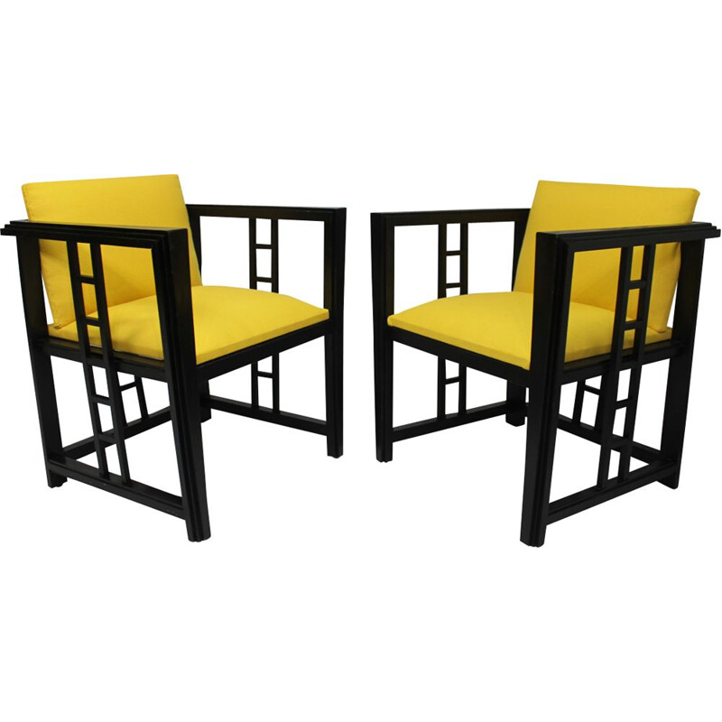 Vintage set of 2 yellow armchairs 