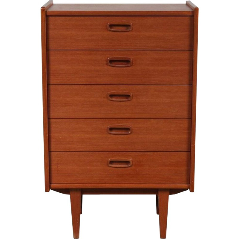 Vintage chest of drawers in teak with 5 drawers