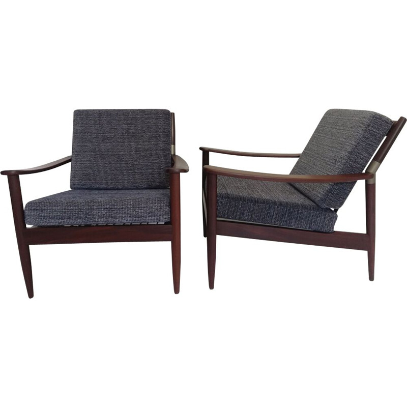 Vintage set of 2 Scandinavian armchairs in teak 