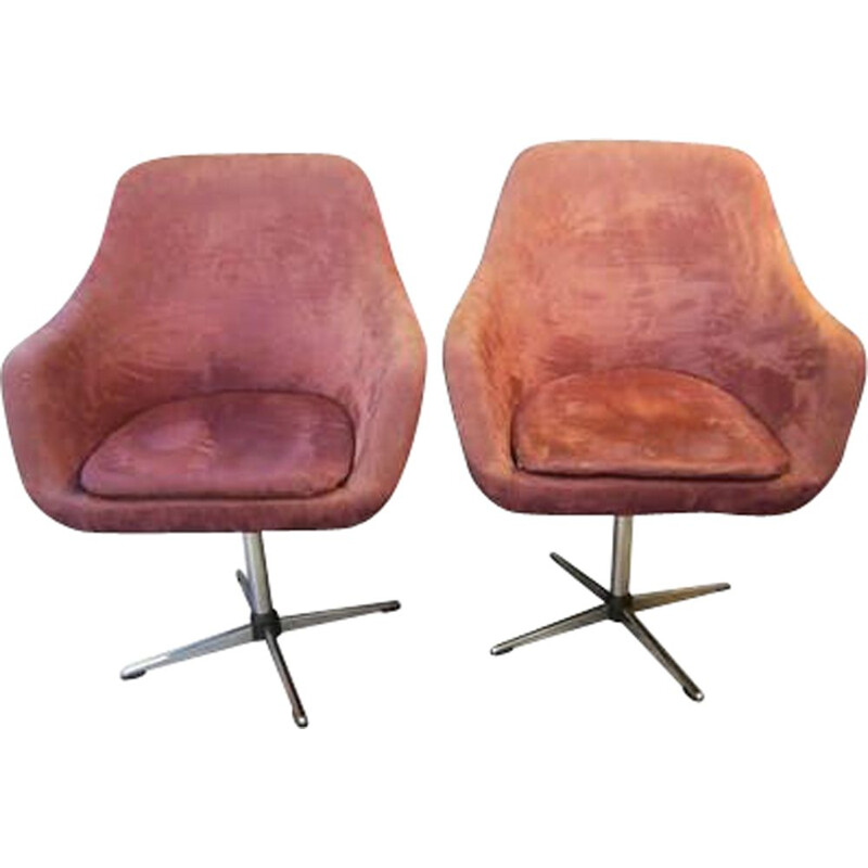 Suite de 2 fauteuils vintage en velours