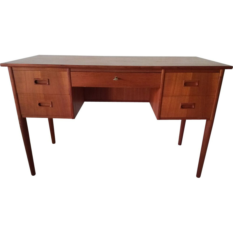 Vintage Scandinavian double-sided writing desk in teak