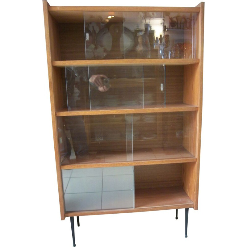 Vintage French showcase in teak