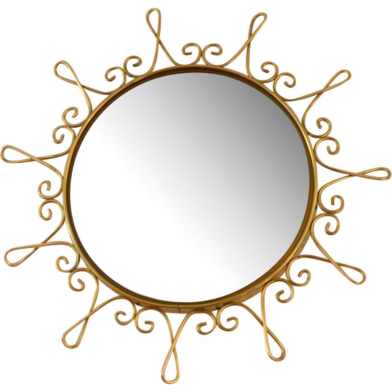 Vintage Belgian mirror in brass