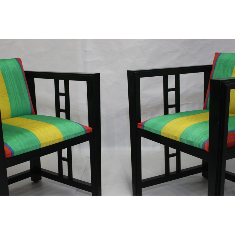 Vintage set of 2 multicolor armchairs 
