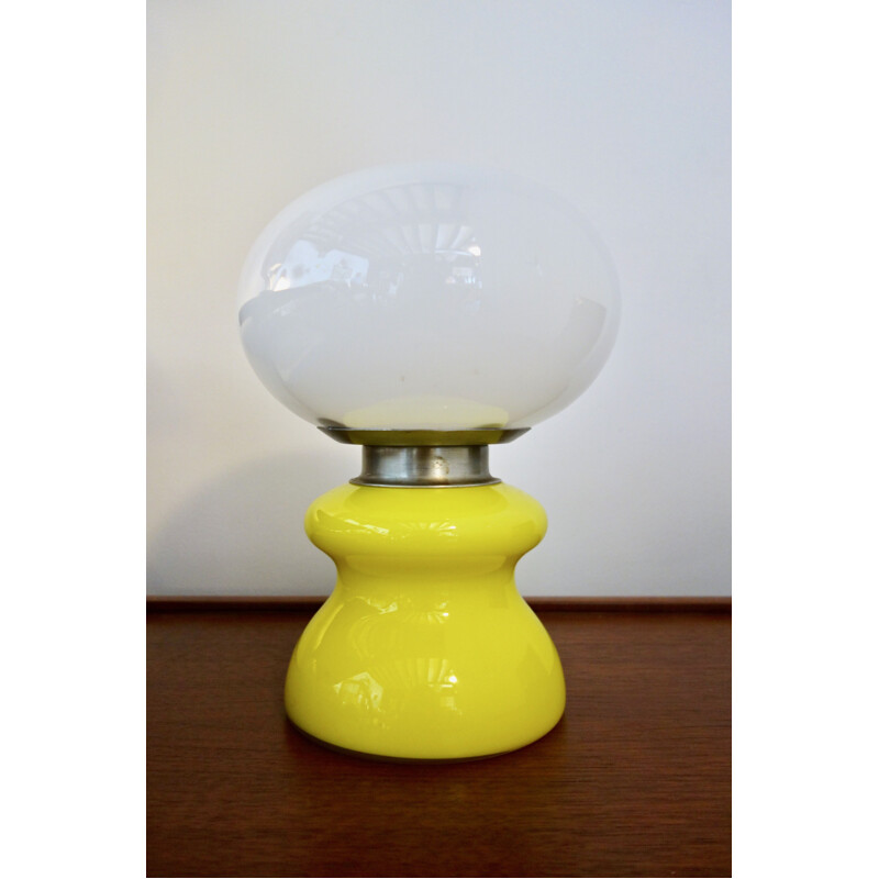 Vintage yellow lamp & white in Murano glass